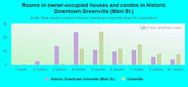 Rooms in owner-occupied houses and condos in Historic Downtown Greenville (Main St.)