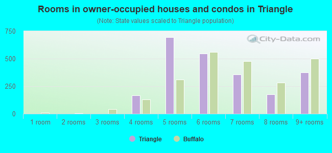 Rooms in owner-occupied houses and condos in Triangle
