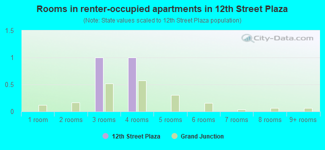 Rooms in renter-occupied apartments in 12th Street Plaza