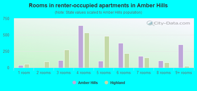 Rooms in renter-occupied apartments in Amber Hills