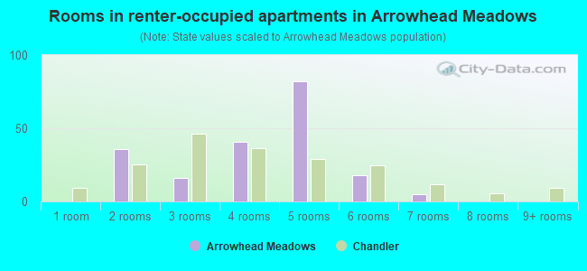 Rooms in renter-occupied apartments in Arrowhead Meadows