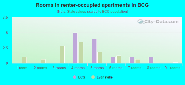 Rooms in renter-occupied apartments in BCG