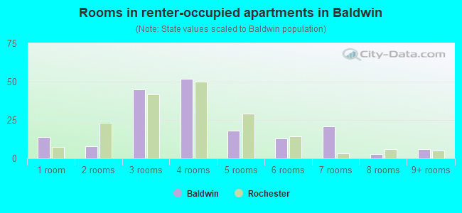 Rooms in renter-occupied apartments in Baldwin