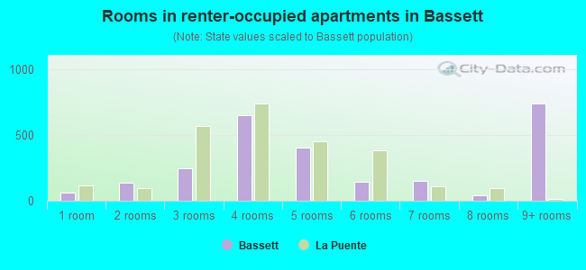 Rooms in renter-occupied apartments in Bassett