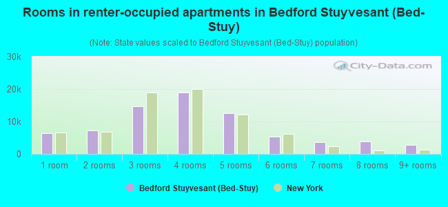 Rooms in renter-occupied apartments in Bedford Stuyvesant (Bed-Stuy)