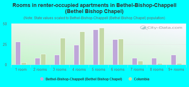 Rooms in renter-occupied apartments in Bethel-Bishop-Chappell (Bethel Bishop Chapel)