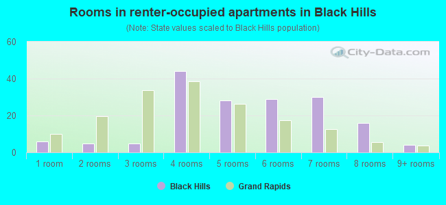 Rooms in renter-occupied apartments in Black Hills