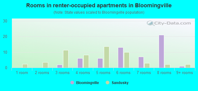 Rooms in renter-occupied apartments in Bloomingville
