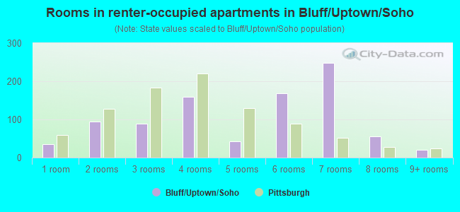 Rooms in renter-occupied apartments in Bluff/Uptown/Soho