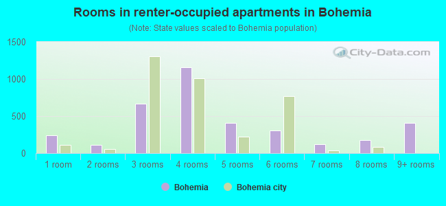 Rooms in renter-occupied apartments in Bohemia