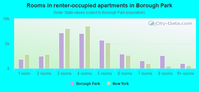 Rooms in renter-occupied apartments in Borough Park