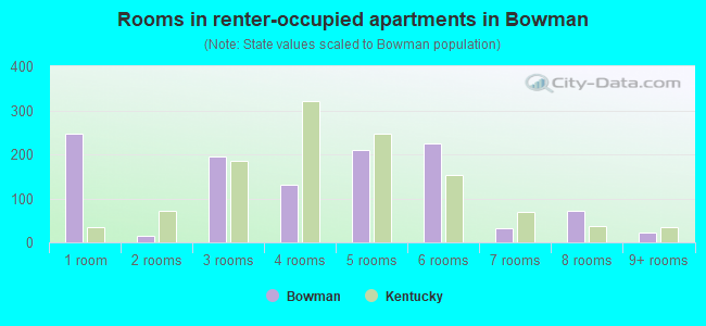 Rooms in renter-occupied apartments in Bowman