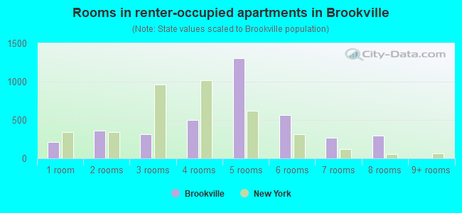 Rooms in renter-occupied apartments in Brookville