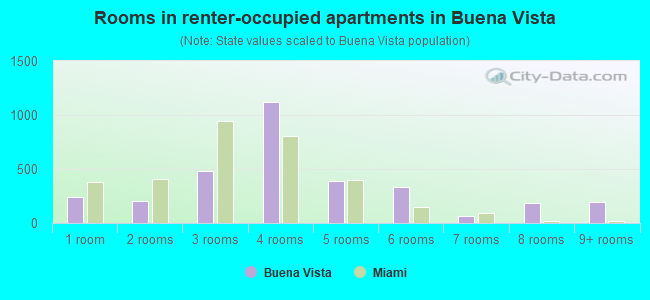 Rooms in renter-occupied apartments in Buena Vista