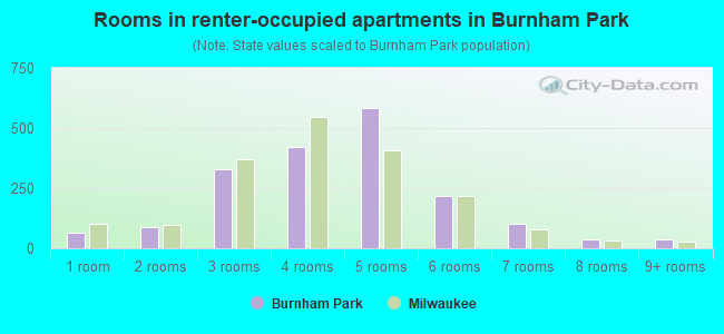 Rooms in renter-occupied apartments in Burnham Park