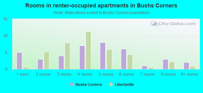 Rooms in renter-occupied apartments in Bushs Corners