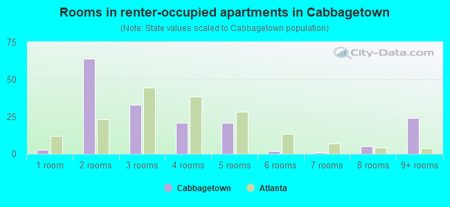 Rooms in renter-occupied apartments in Cabbagetown