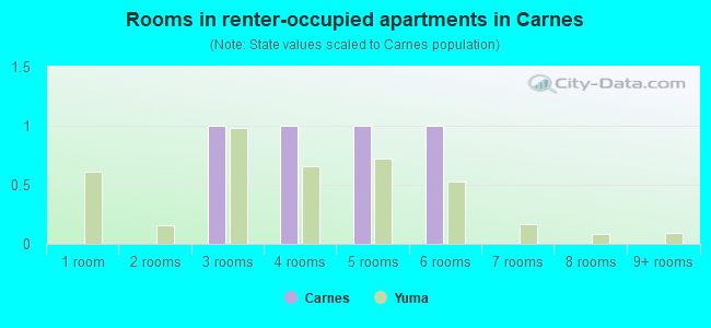 Rooms in renter-occupied apartments in Carnes