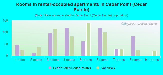 Rooms in renter-occupied apartments in Cedar Point (Cedar Pointe)