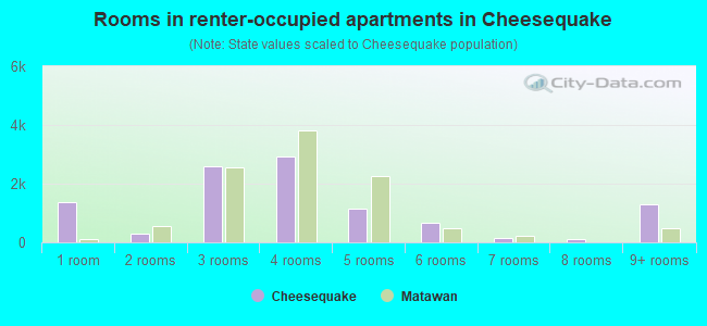 Rooms in renter-occupied apartments in Cheesequake