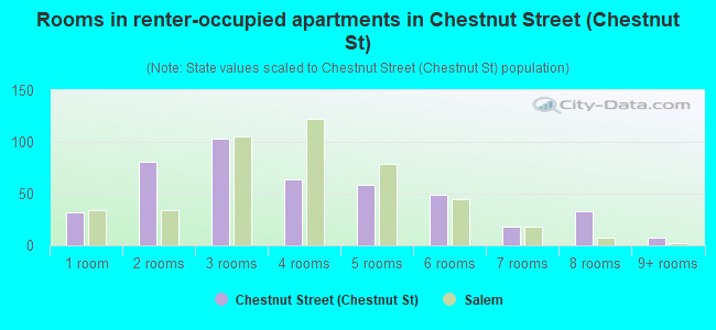 Rooms in renter-occupied apartments in Chestnut Street (Chestnut St)