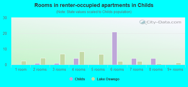 Rooms in renter-occupied apartments in Childs