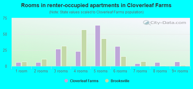 Rooms in renter-occupied apartments in Cloverleaf Farms