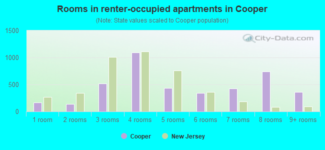 Rooms in renter-occupied apartments in Cooper