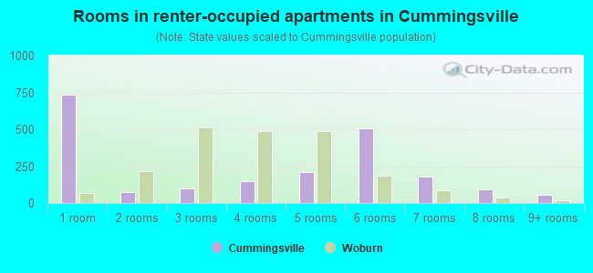 Rooms in renter-occupied apartments in Cummingsville