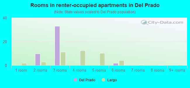 Rooms in renter-occupied apartments in Del Prado
