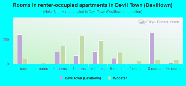 Rooms in renter-occupied apartments in Devil Town (Deviltown)