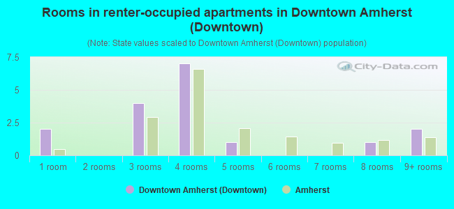 Rooms in renter-occupied apartments in Downtown Amherst (Downtown)
