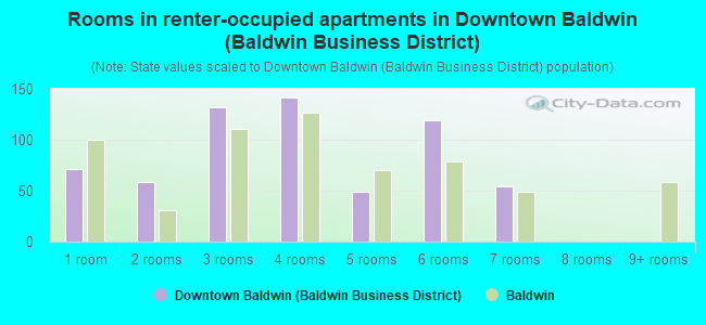 Rooms in renter-occupied apartments in Downtown Baldwin (Baldwin Business District)