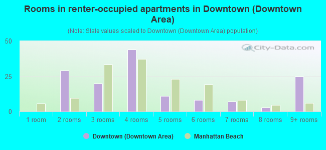 Rooms in renter-occupied apartments in Downtown (Downtown Area)