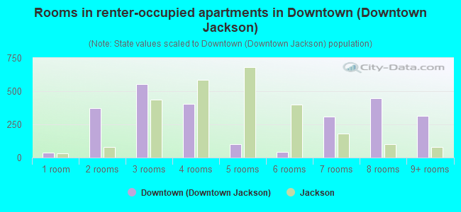 Rooms in renter-occupied apartments in Downtown (Downtown Jackson)