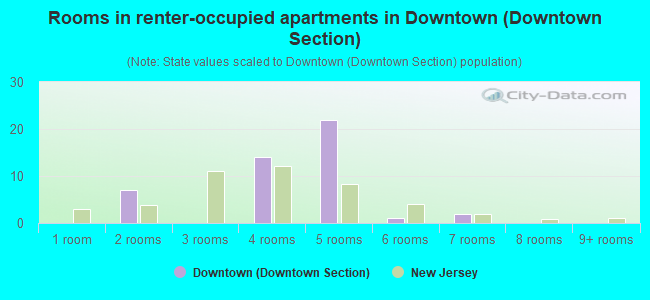 Rooms in renter-occupied apartments in Downtown (Downtown Section)