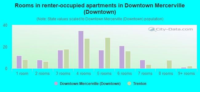 Rooms in renter-occupied apartments in Downtown Mercerville (Downtown)