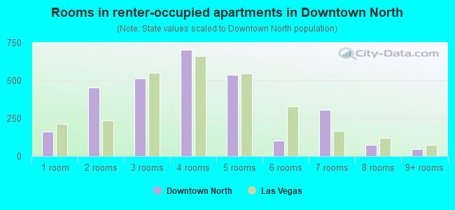Rooms in renter-occupied apartments in Downtown North