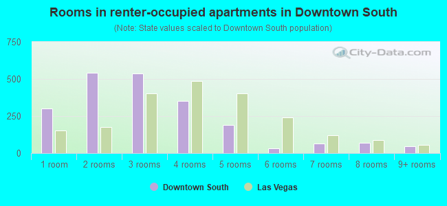 Rooms in renter-occupied apartments in Downtown South