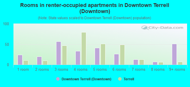 Rooms in renter-occupied apartments in Downtown Terrell (Downtown)