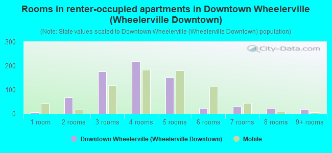 Rooms in renter-occupied apartments in Downtown Wheelerville (Wheelerville Downtown)