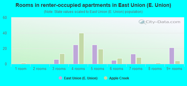 Rooms in renter-occupied apartments in East Union (E. Union)