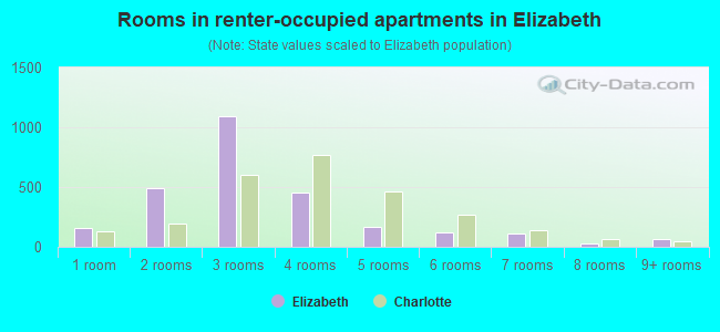 Rooms in renter-occupied apartments in Elizabeth