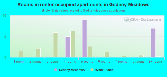 Rooms in renter-occupied apartments in Gedney Meadows