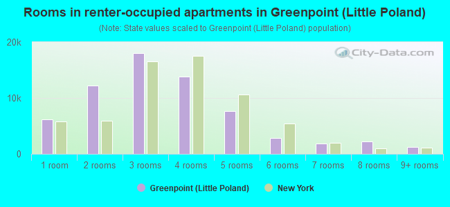 Rooms in renter-occupied apartments in Greenpoint (Little Poland)