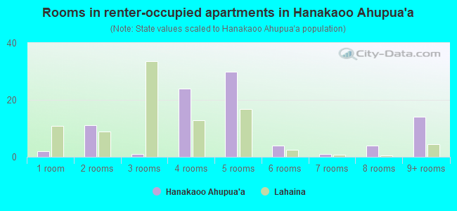 Rooms in renter-occupied apartments in Hanakaoo Ahupua`a