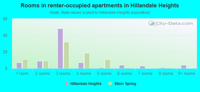 Rooms in renter-occupied apartments in Hillandale Heights