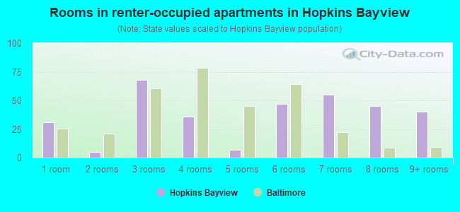 Rooms in renter-occupied apartments in Hopkins Bayview