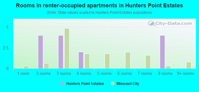 Rooms in renter-occupied apartments in Hunters Point Estates