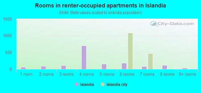 Rooms in renter-occupied apartments in Islandia